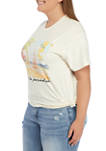 Plus Size Short Sleeve Side Knot Beach Graphic T-Shirt 
