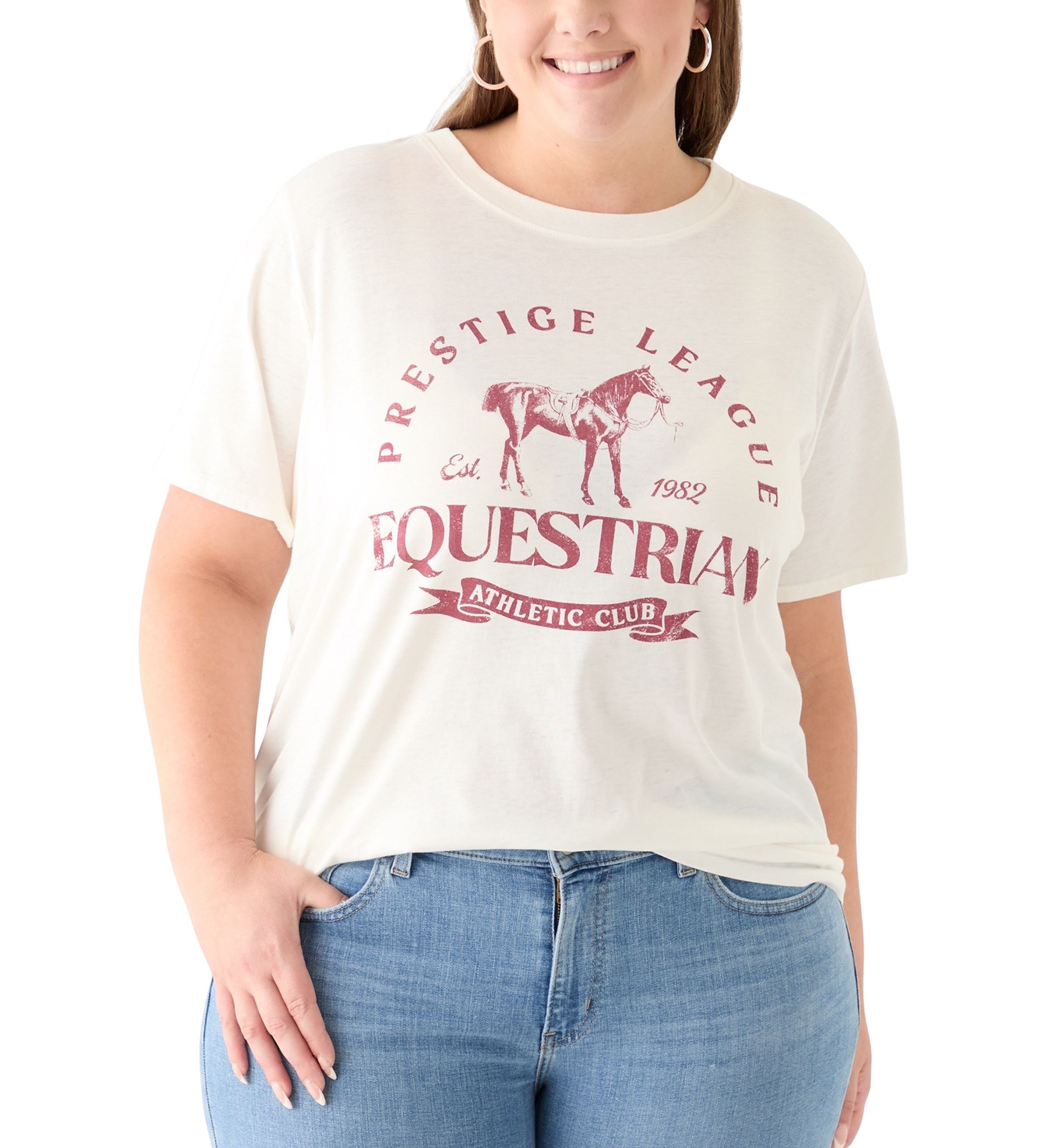 Plus Size Equestrian Club Burnout Graphic T-Shirt 