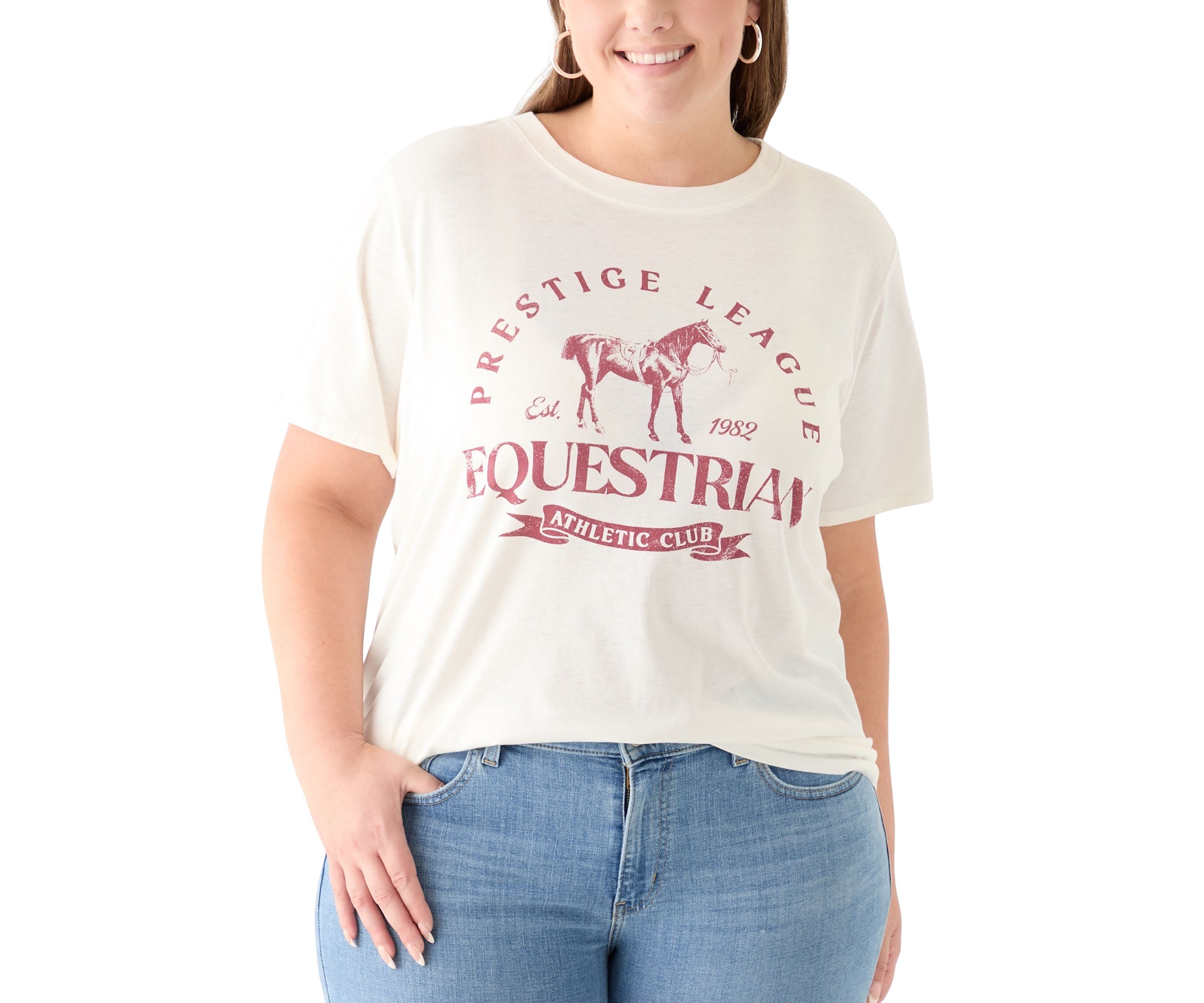 Plus Size Equestrian Club Burnout Graphic T-Shirt 