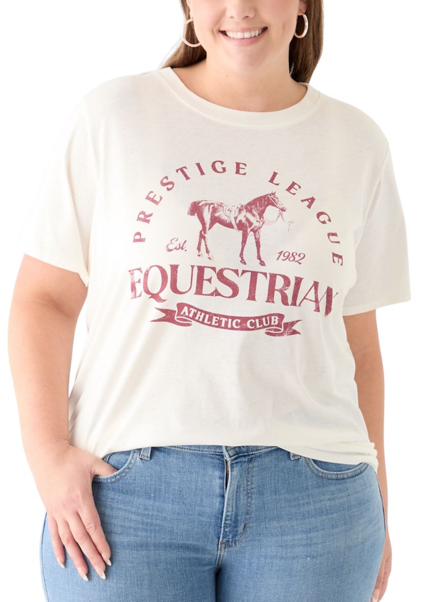 Plus Size Equestrian Club Burnout Graphic T-Shirt 