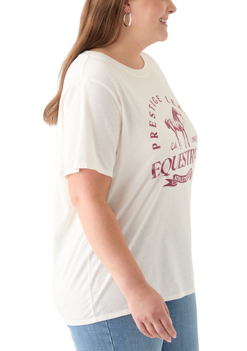 Plus Size Equestrian Club Burnout Graphic T-Shirt 