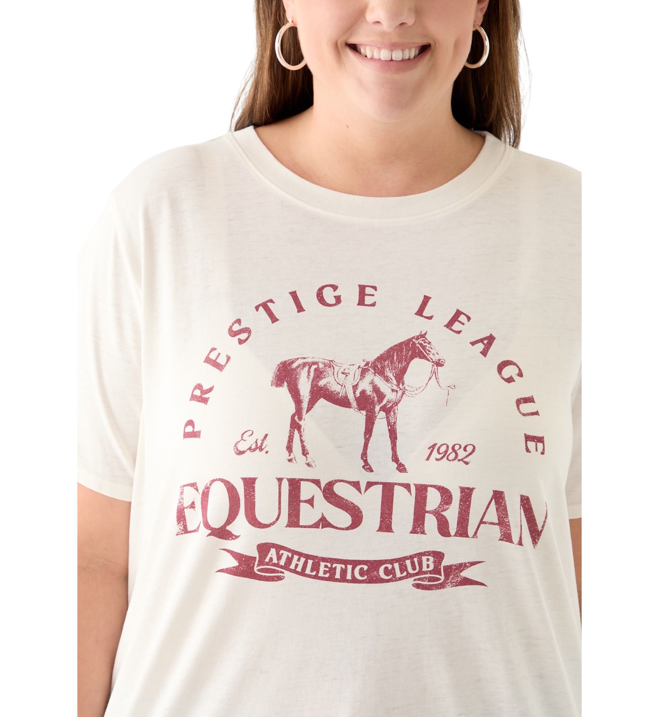 Plus Size Equestrian Club Burnout Graphic T-Shirt 