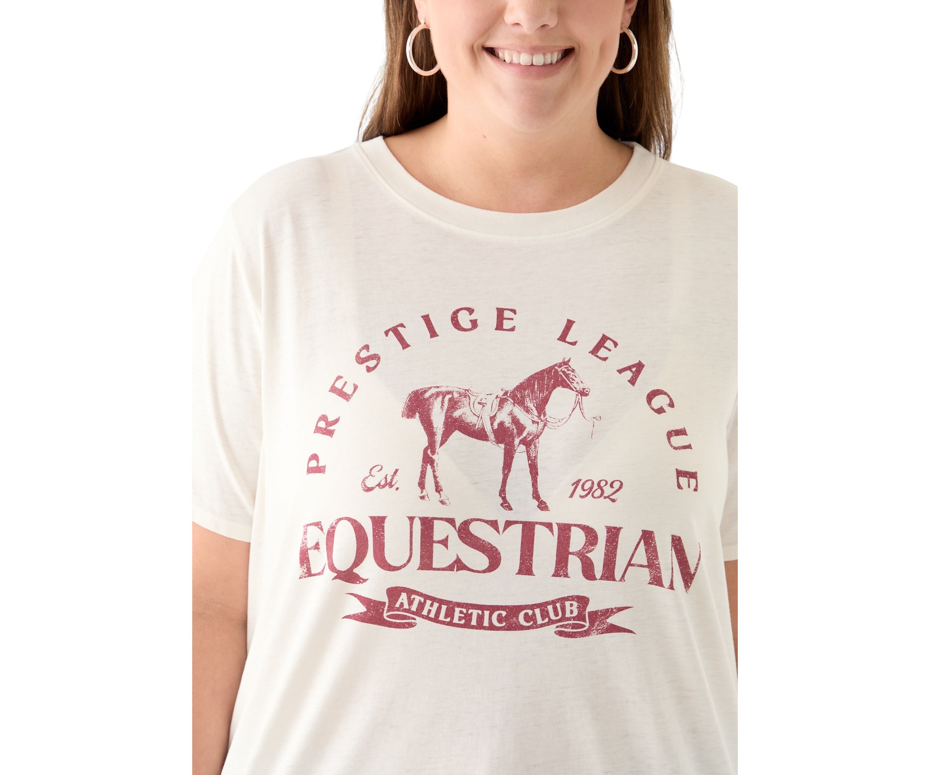 Plus Size Equestrian Club Burnout Graphic T-Shirt 