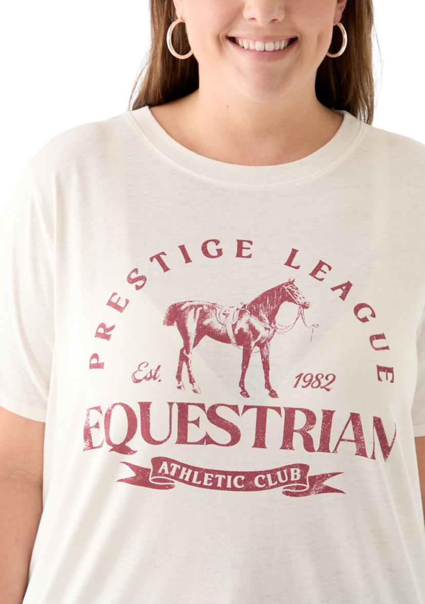 Plus Size Equestrian Club Burnout Graphic T-Shirt 
