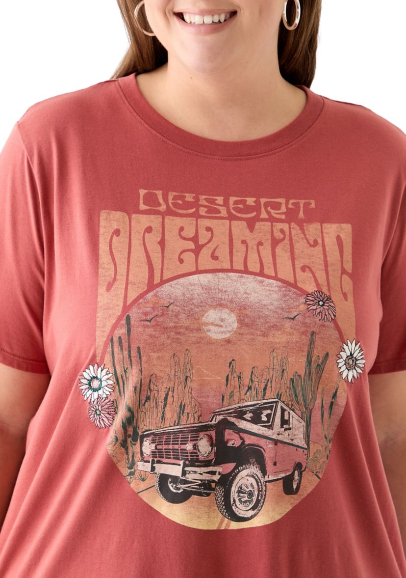 Plus Size Desert Dreaming Graphic T-Shirt with Embroidery