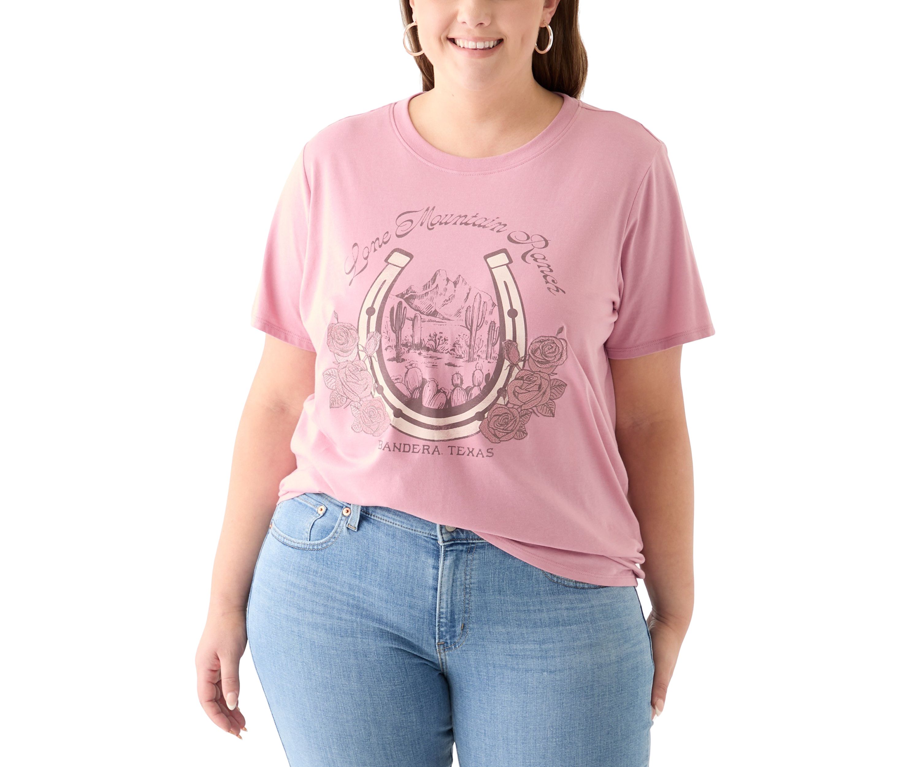 Plus Size Lone Mountain Range Graphic T-Shirt with Embroidery 