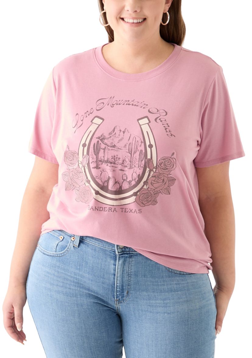Plus Size Lone Mountain Range Graphic T-Shirt with Embroidery 