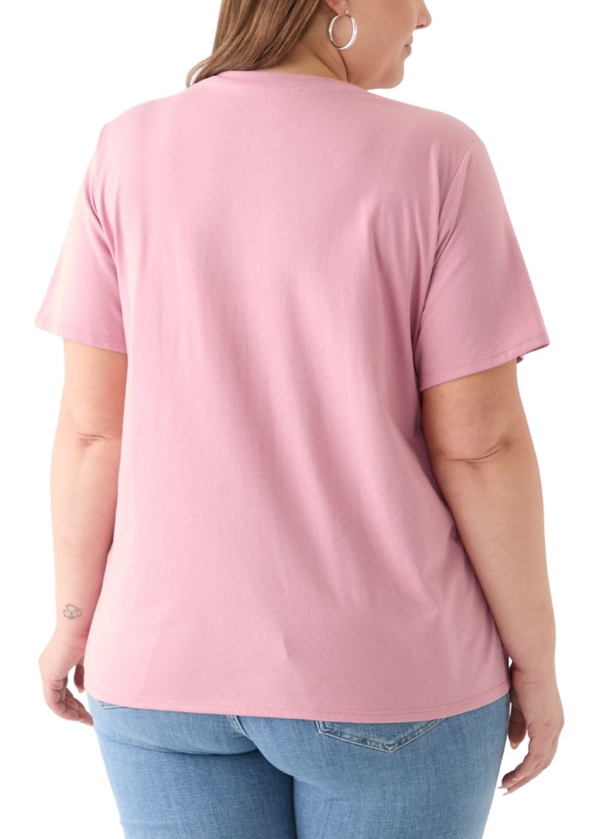 Plus Size Lone Mountain Range Graphic T-Shirt with Embroidery 