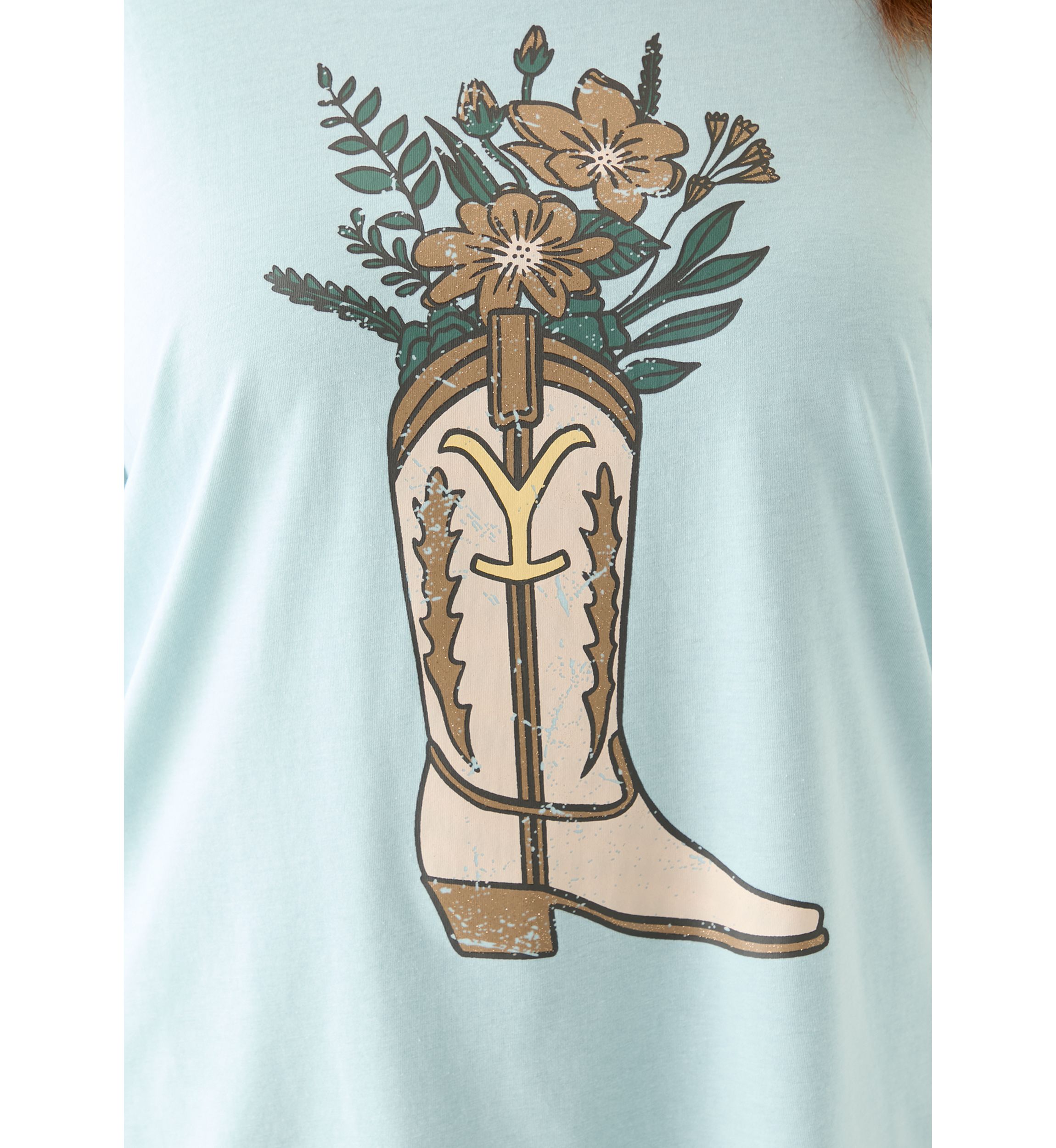 Plus Size Flower Boot Graphic T-Shirt 
