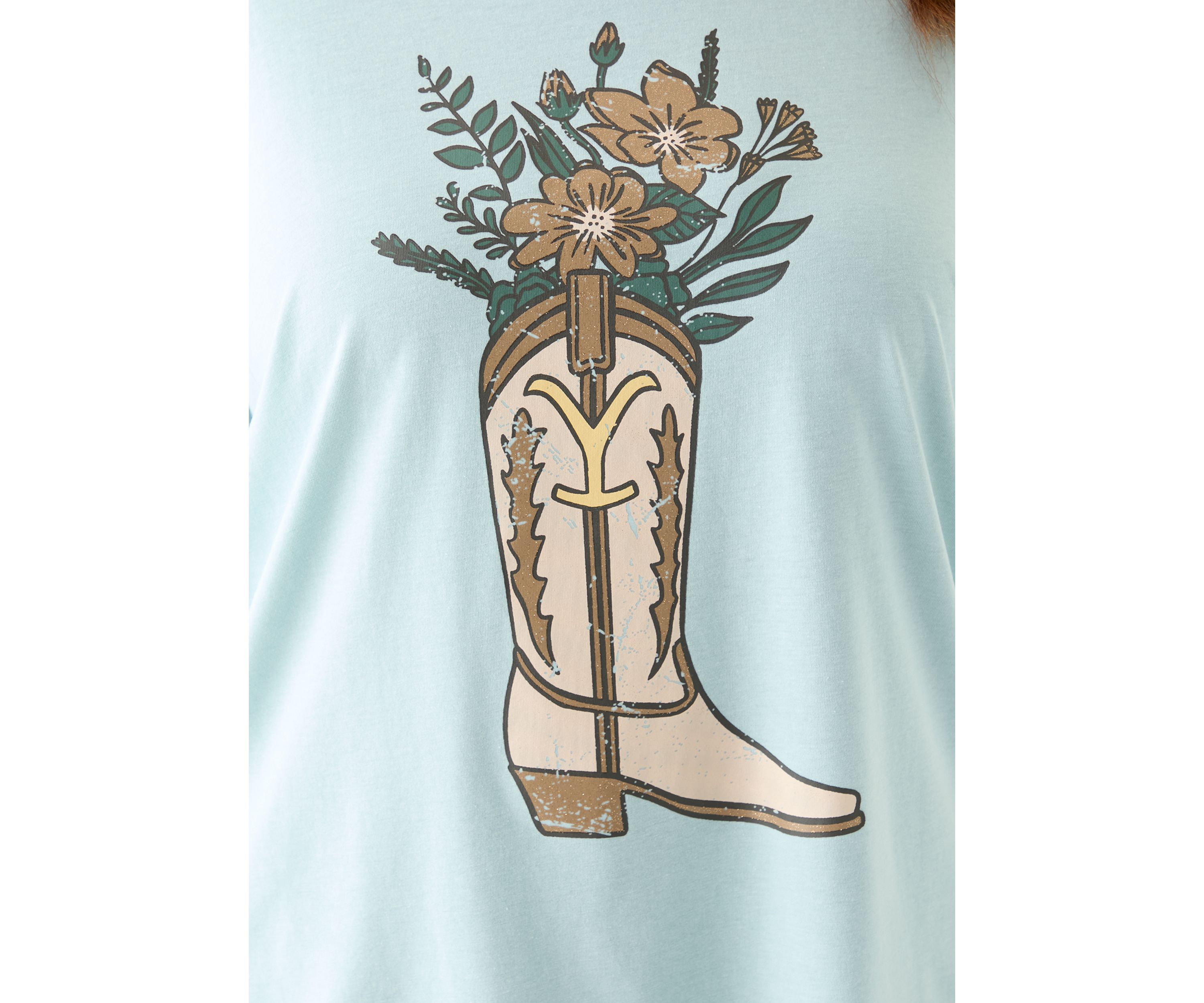 Plus Size Flower Boot Graphic T-Shirt 