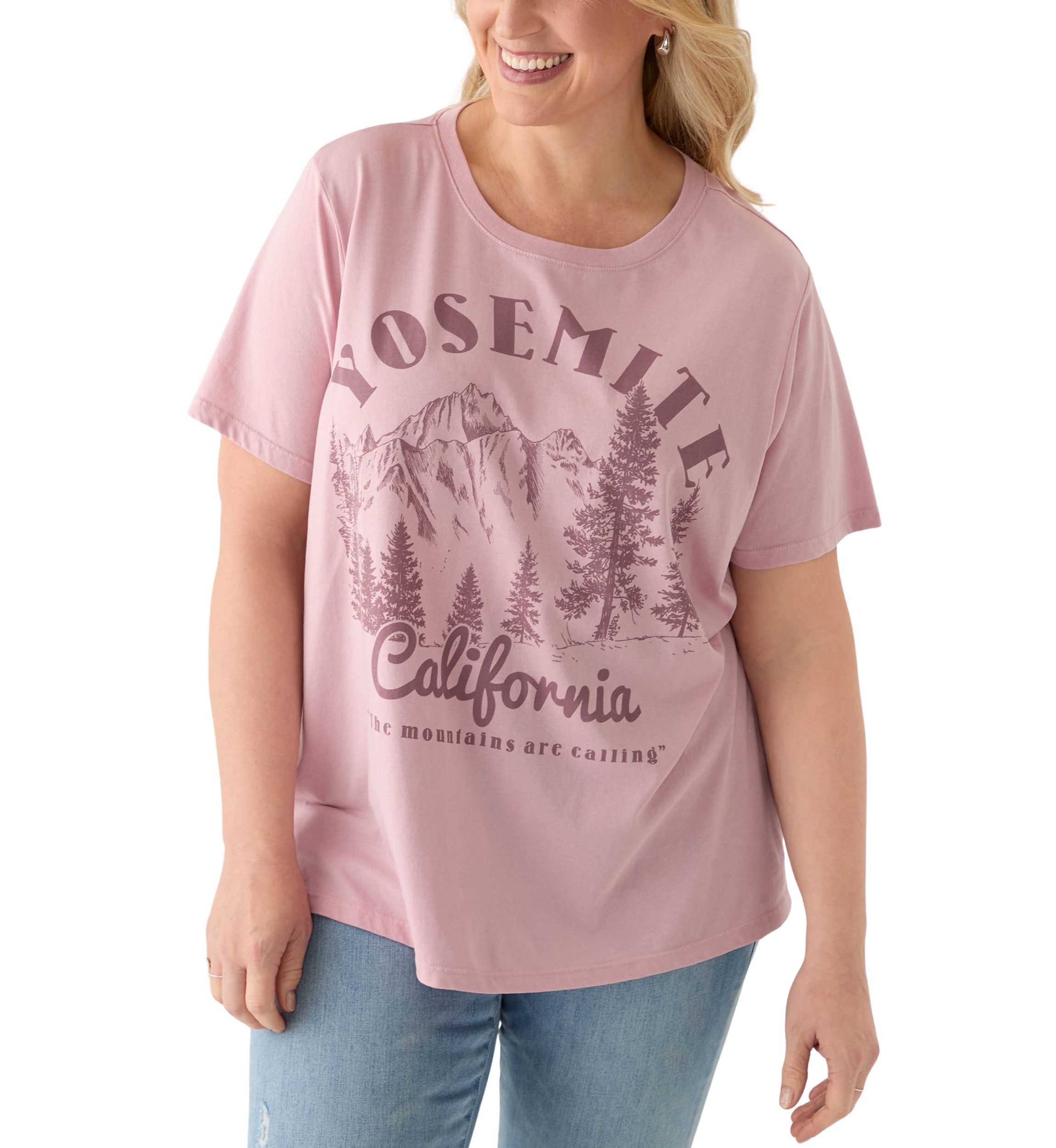 Plus Size Yosemite Mountains Mineral Wash Graphic T-Shirt