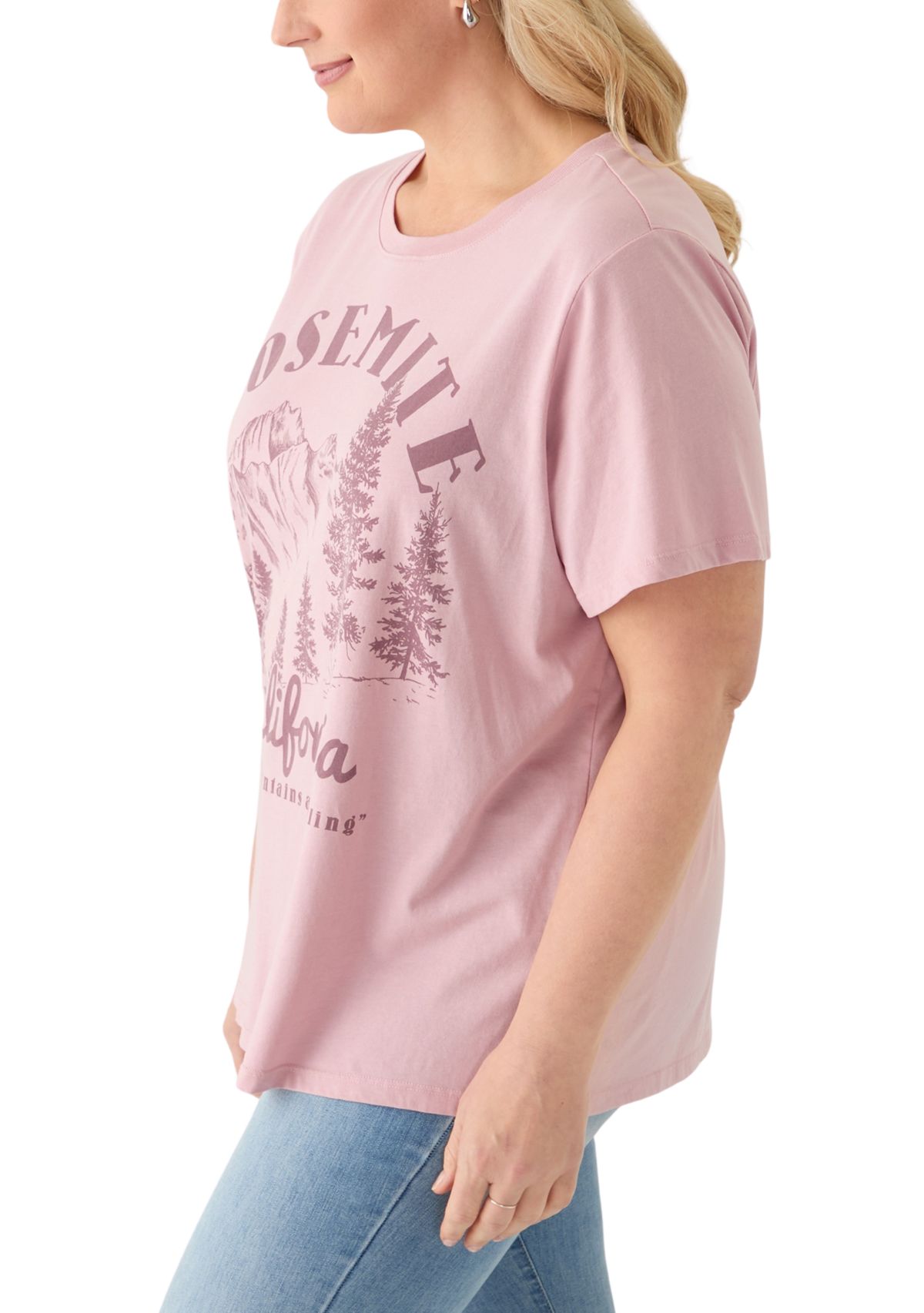 Plus Size Yosemite Mountains Mineral Wash Graphic T-Shirt