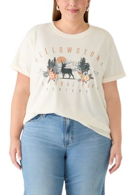 Hybrid Promotions Women's Plus Size Short Sleeve Yellowstone Deer T-Shirt