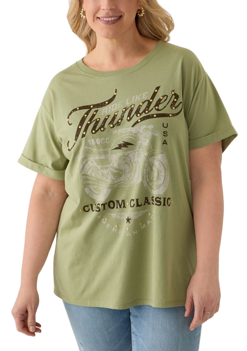 Plus Size Classic Thunder Burnout Graphic T-Shirt