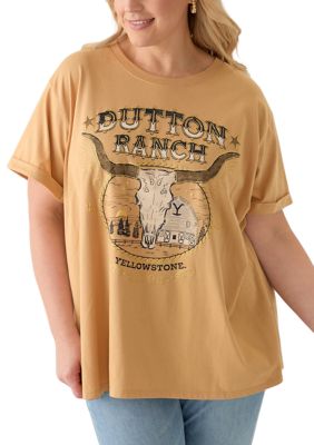 Hybrid Promotions Plus Size Dutton Ranch Mineral Wash Graphic T-Shirt ...