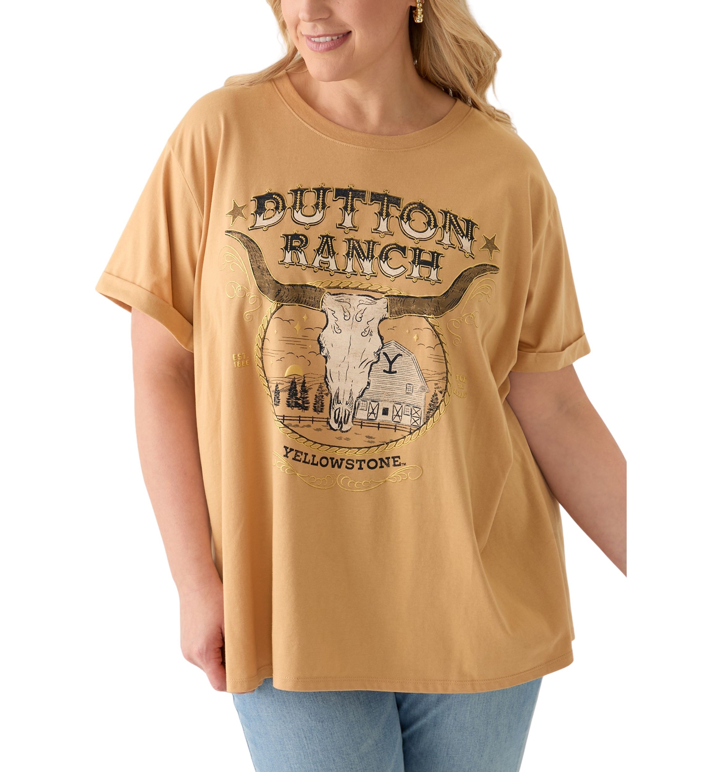 Plus Size Dutton Ranch Mineral Wash Graphic T-Shirt