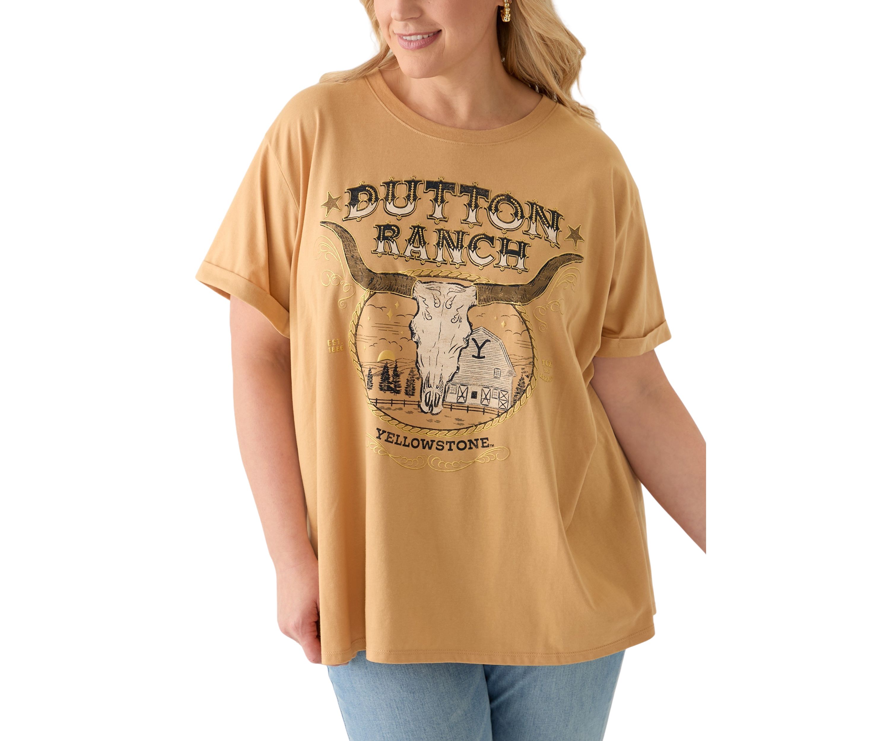 Plus Size Dutton Ranch Mineral Wash Graphic T-Shirt