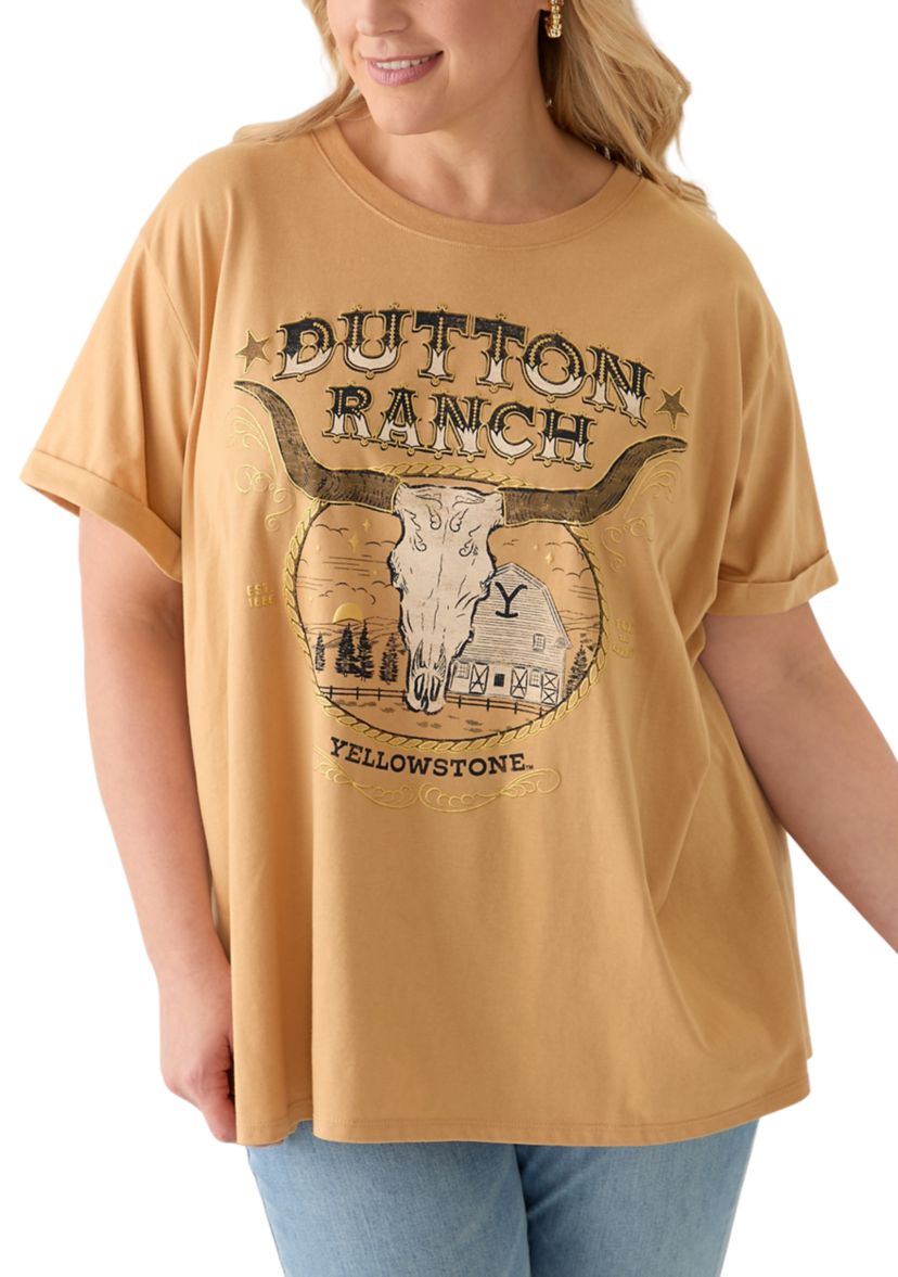 Plus Size Dutton Ranch Mineral Wash Graphic T-Shirt