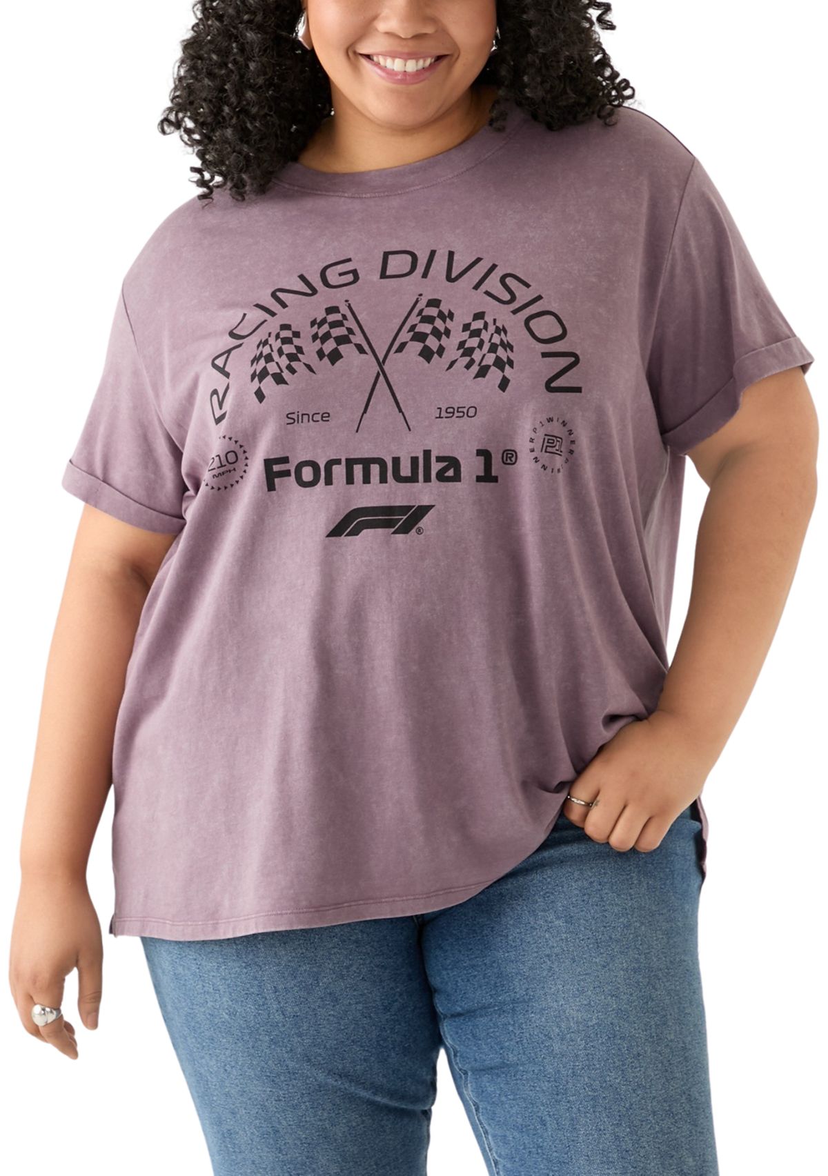 Plus Size Racing Flag Graphic T-Shirt