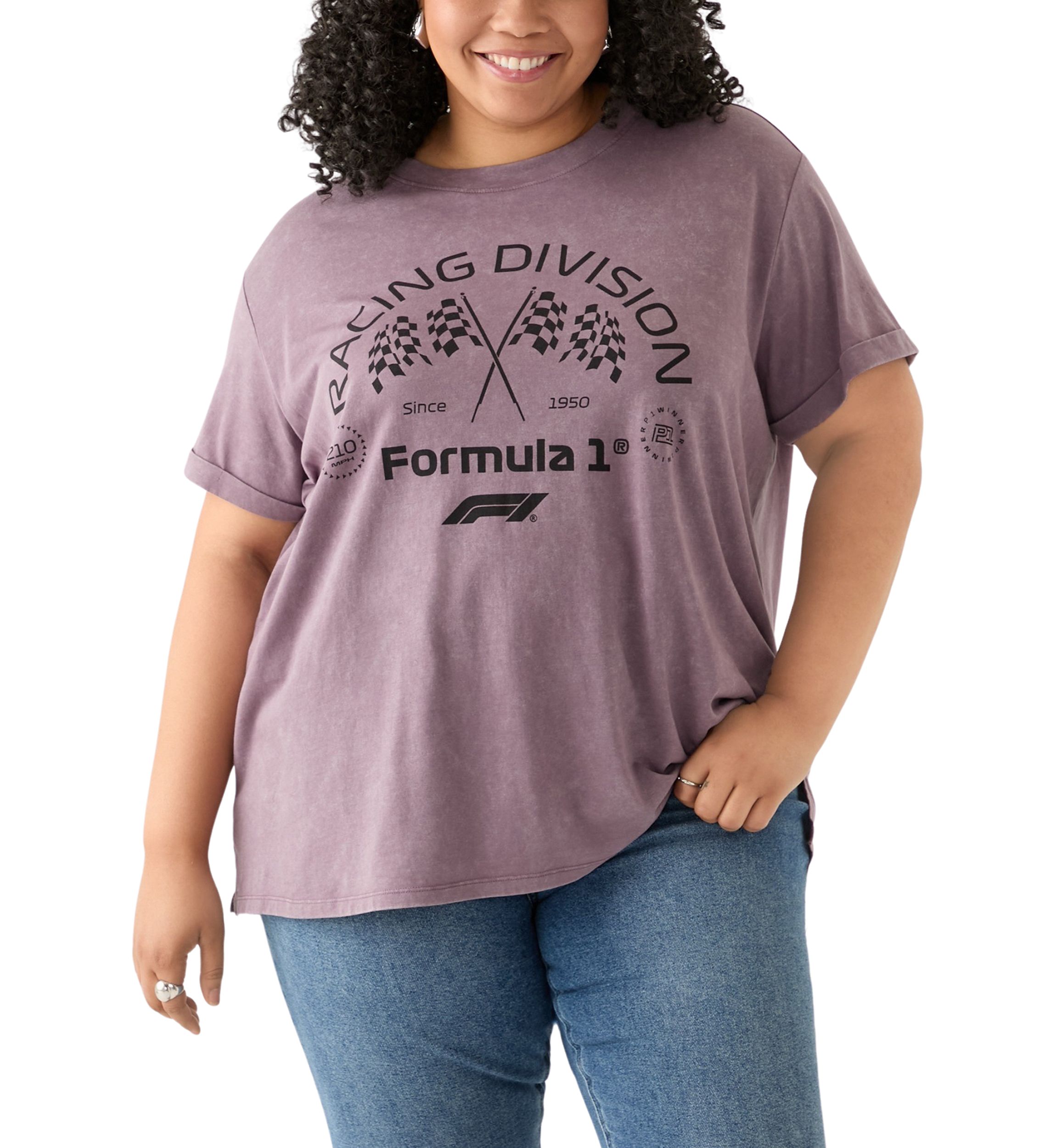 Plus Size Racing Flag Graphic T-Shirt
