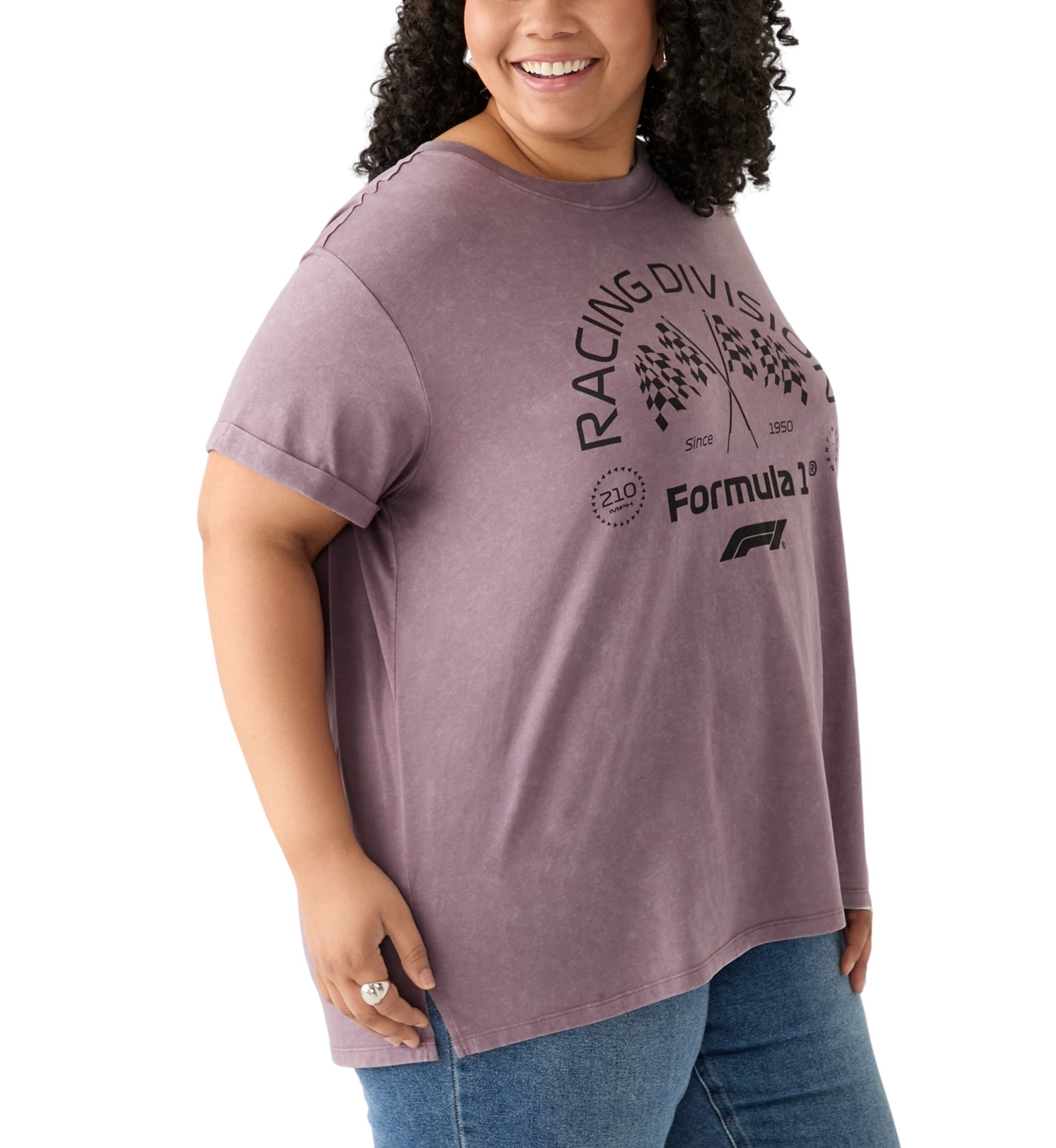 Plus Size Racing Flag Graphic T-Shirt
