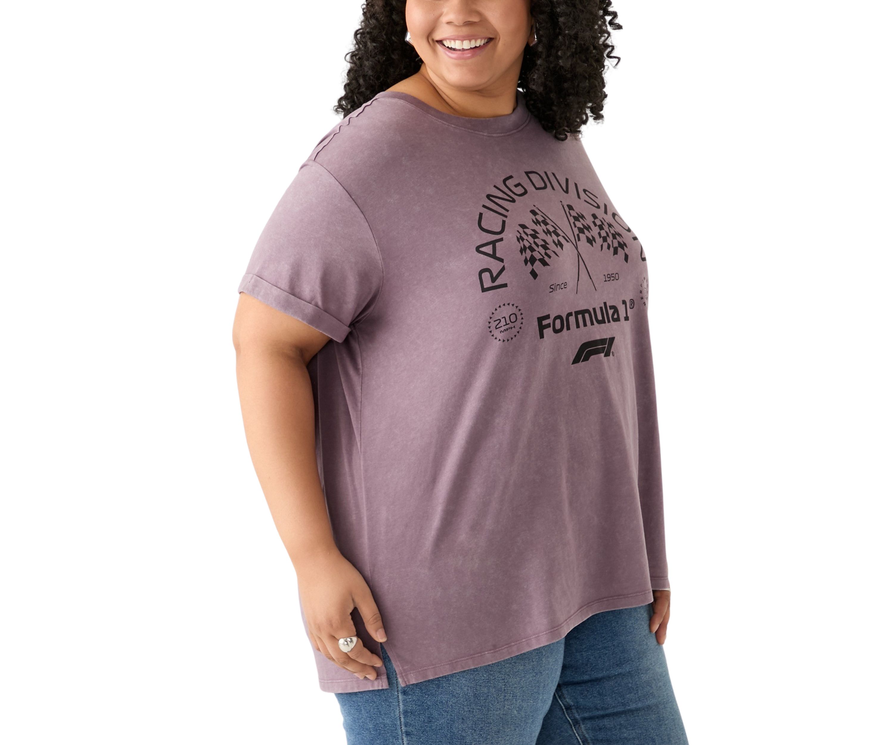 Plus Size Racing Flag Graphic T-Shirt