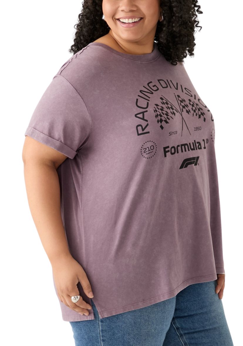 Plus Size Racing Flag Graphic T-Shirt