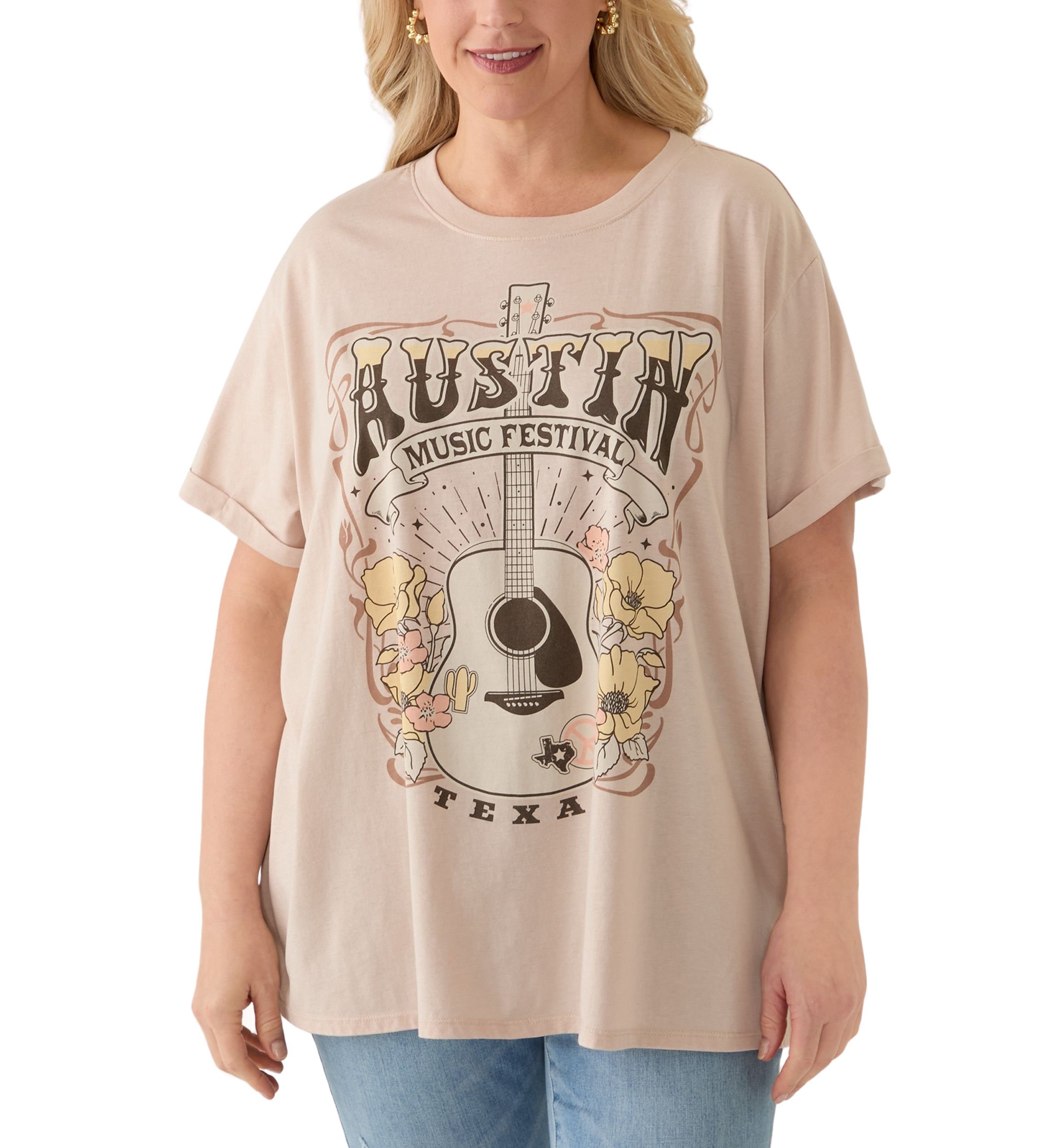 Plus Size Austin Fest Mineral Wash Graphic T-Shirt