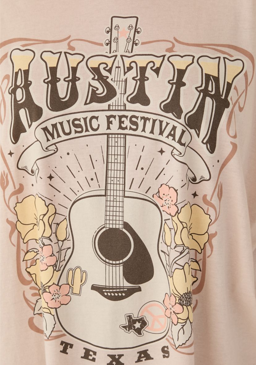 Plus Size Austin Fest Mineral Wash Graphic T-Shirt