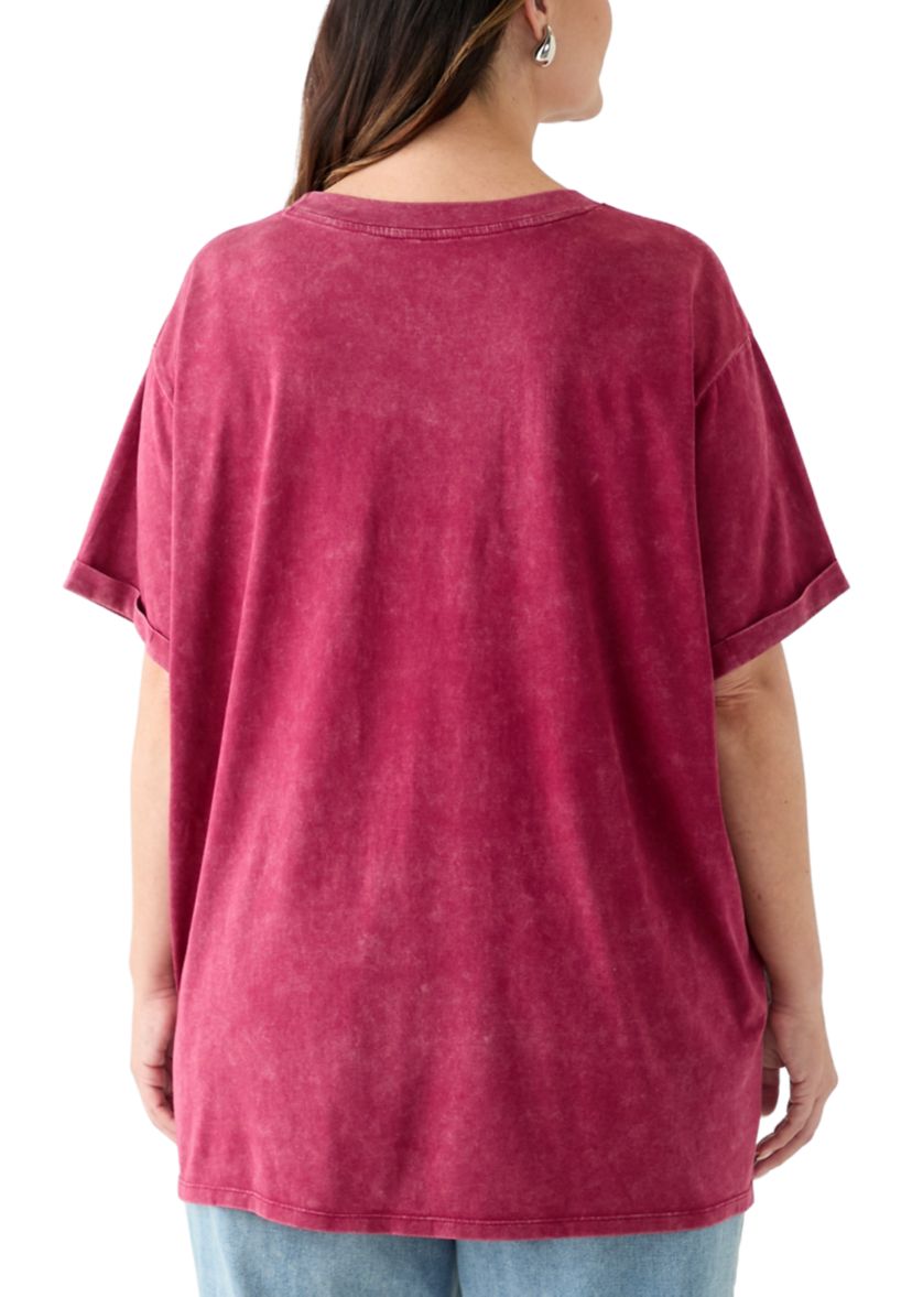 Plus Size Paris Bows Graphic Mineral Wash T-Shirt 