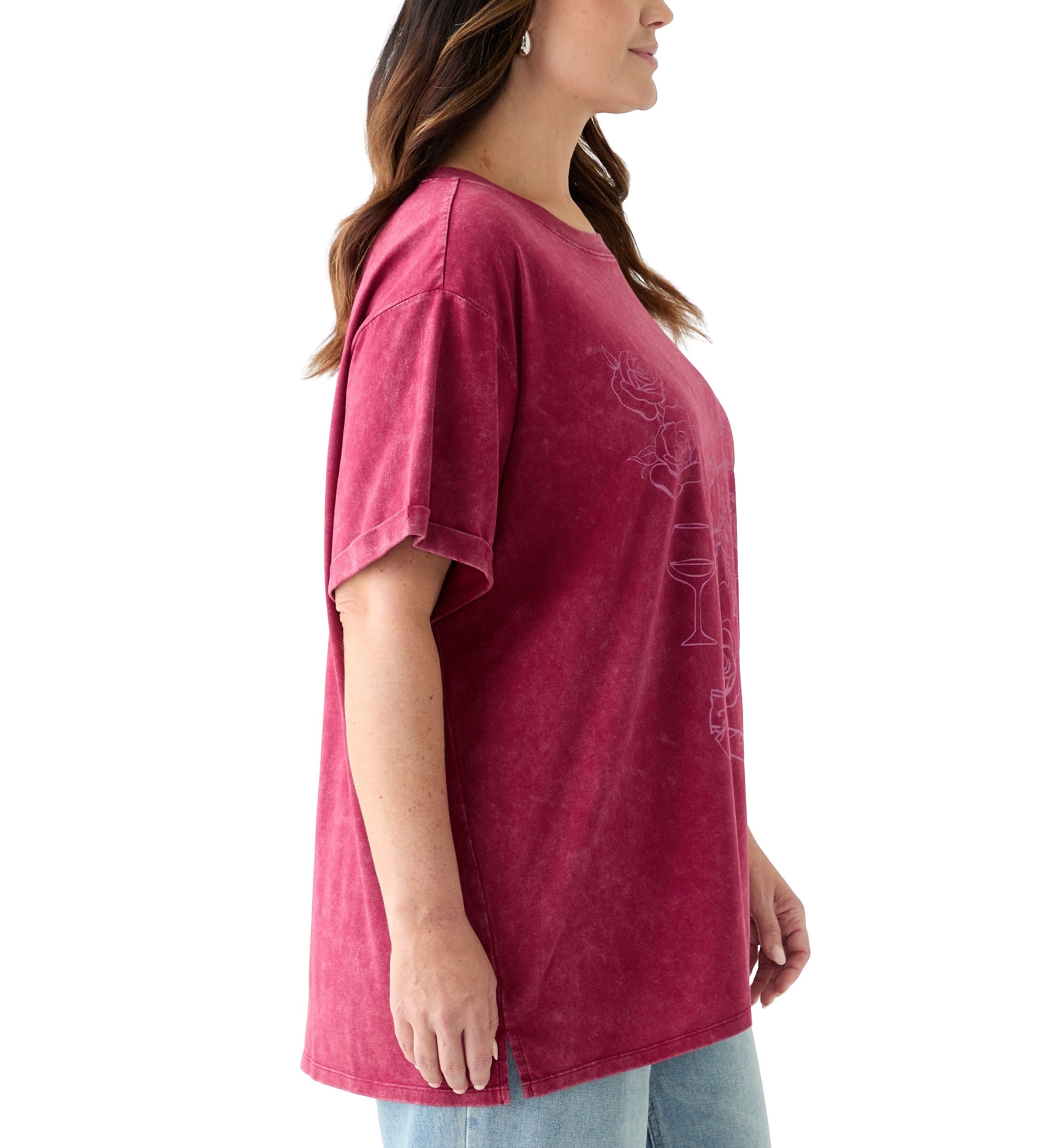 Plus Size Paris Bows Graphic Mineral Wash T-Shirt 