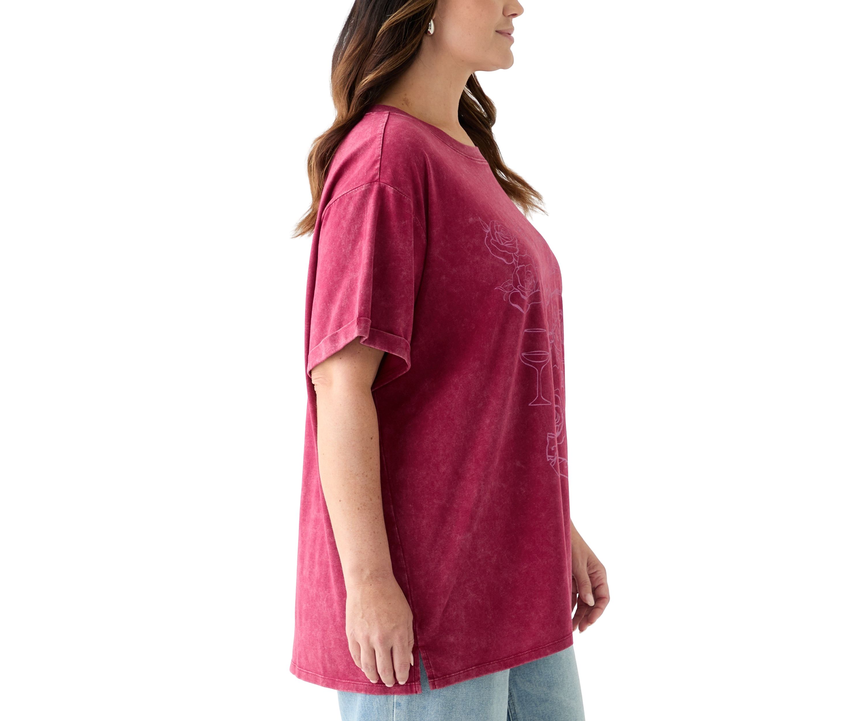 Plus Size Paris Bows Graphic Mineral Wash T-Shirt 