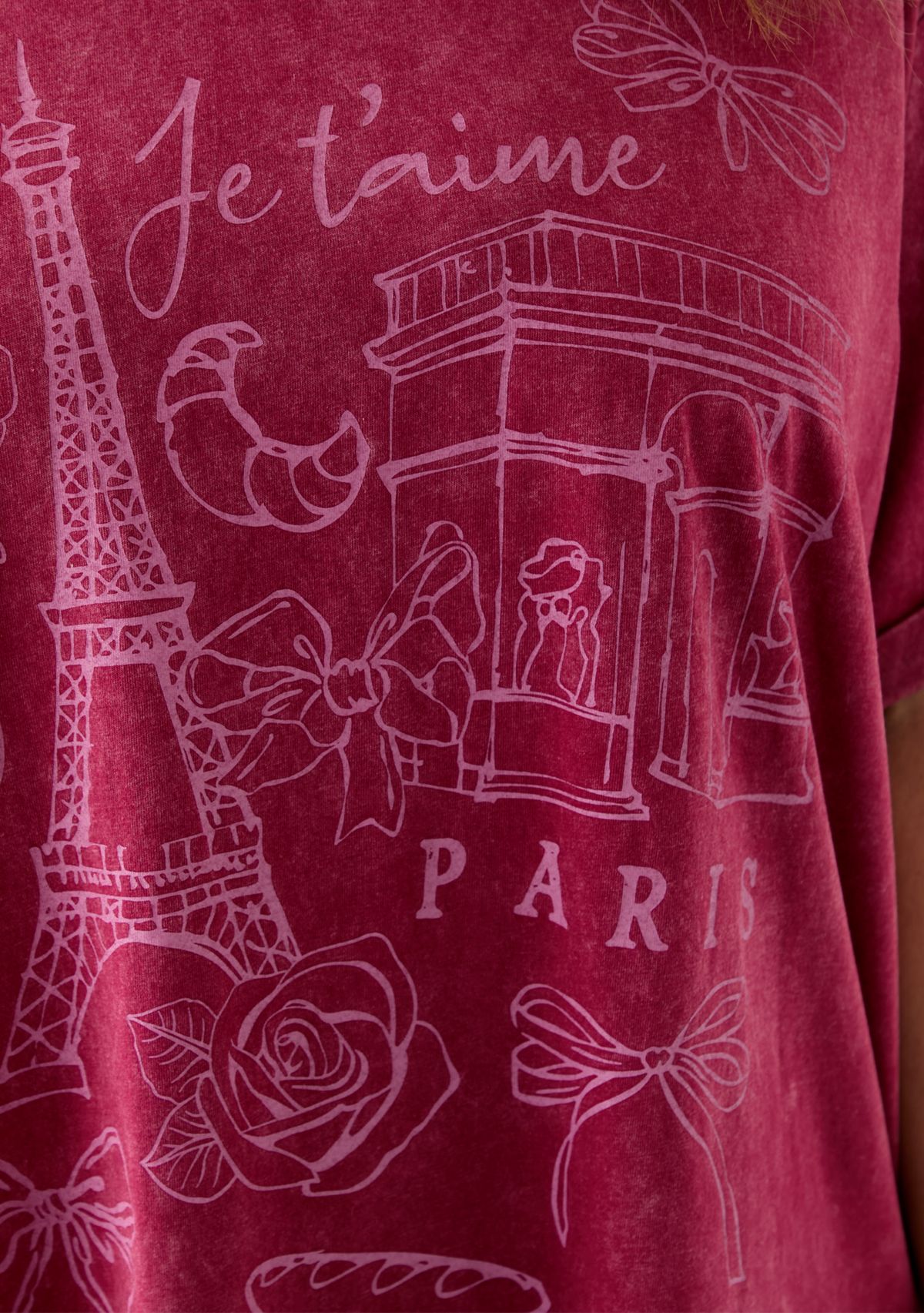 Plus Size Paris Bows Graphic Mineral Wash T-Shirt 