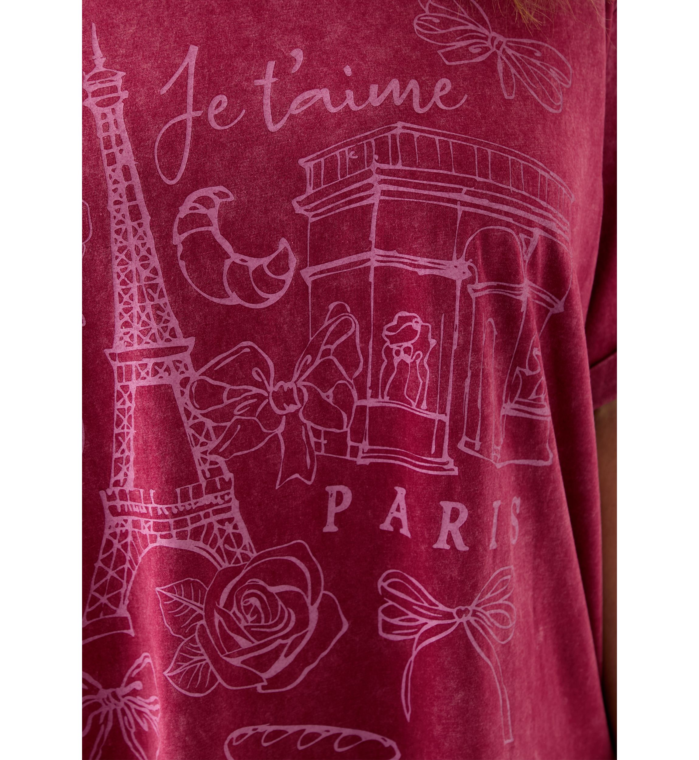 Plus Size Paris Bows Graphic Mineral Wash T-Shirt 