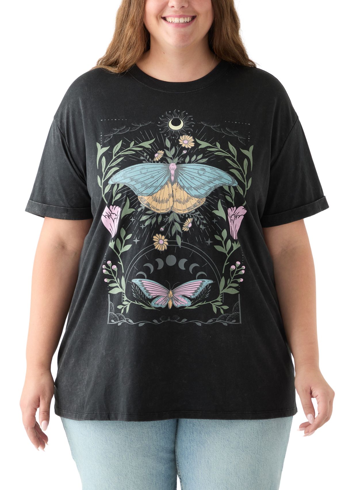 Plus Size Cosmic Butterfly Graphic T-Shirt