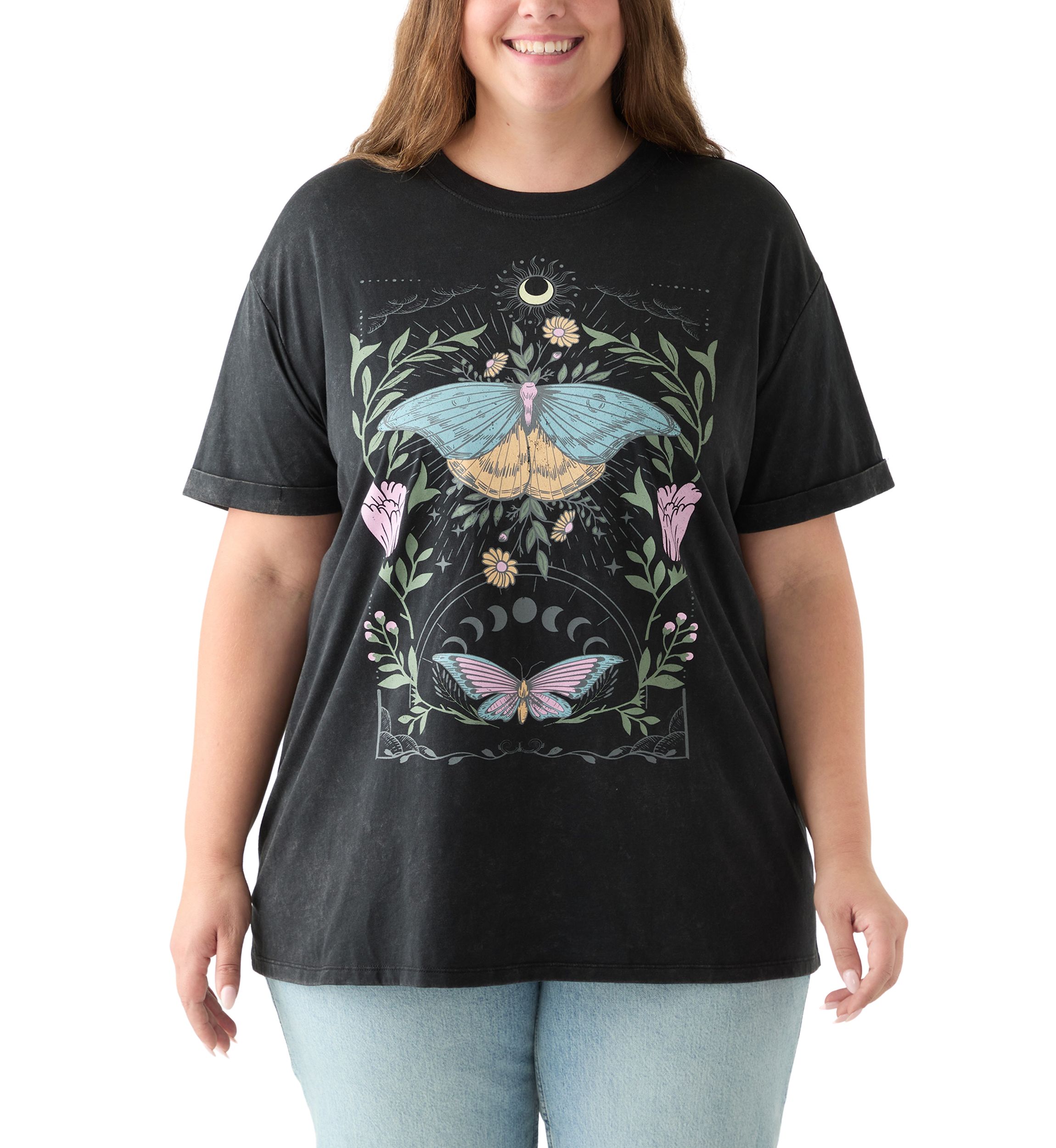Plus Size Cosmic Butterfly Graphic T-Shirt