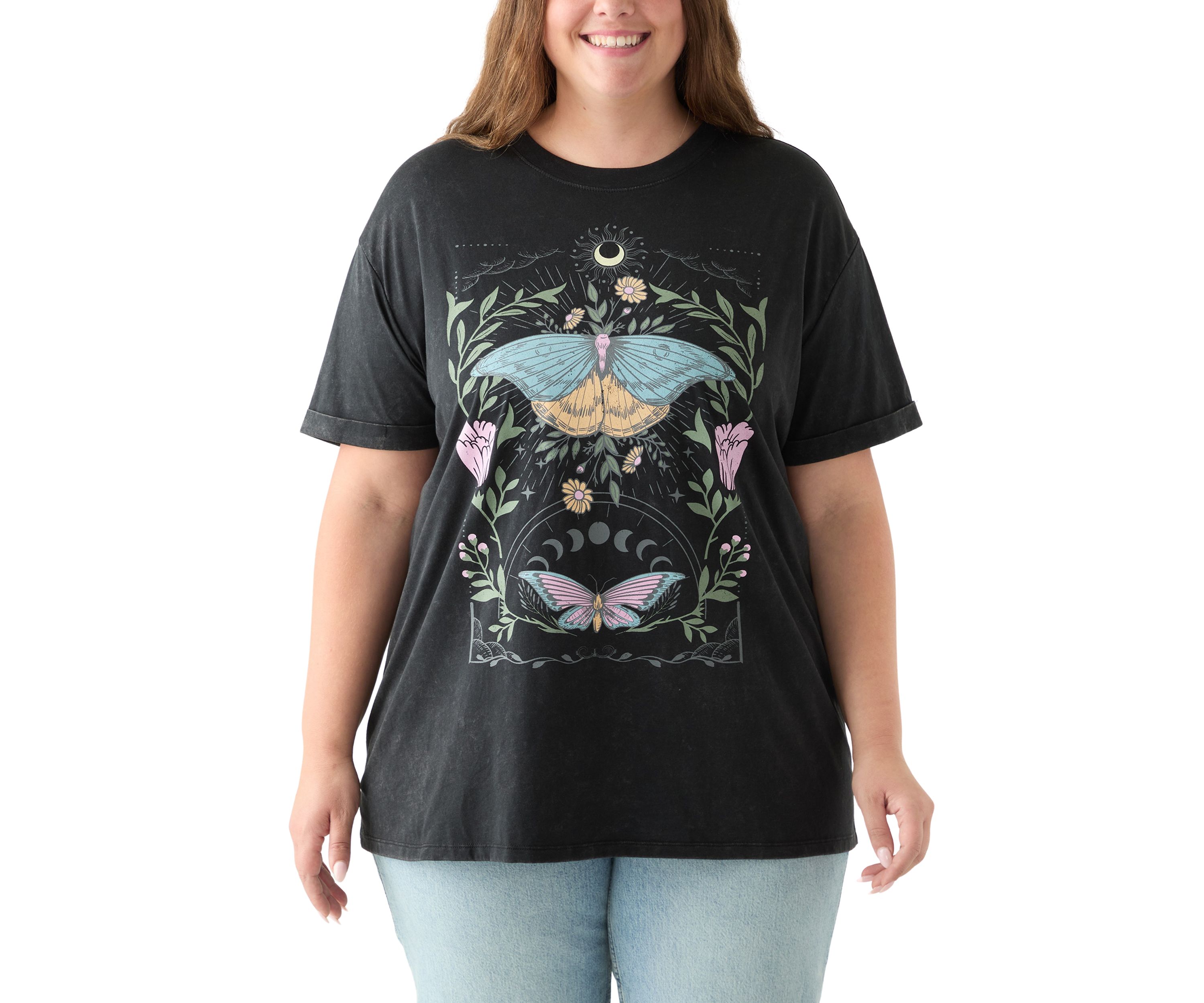 Plus Size Cosmic Butterfly Graphic T-Shirt