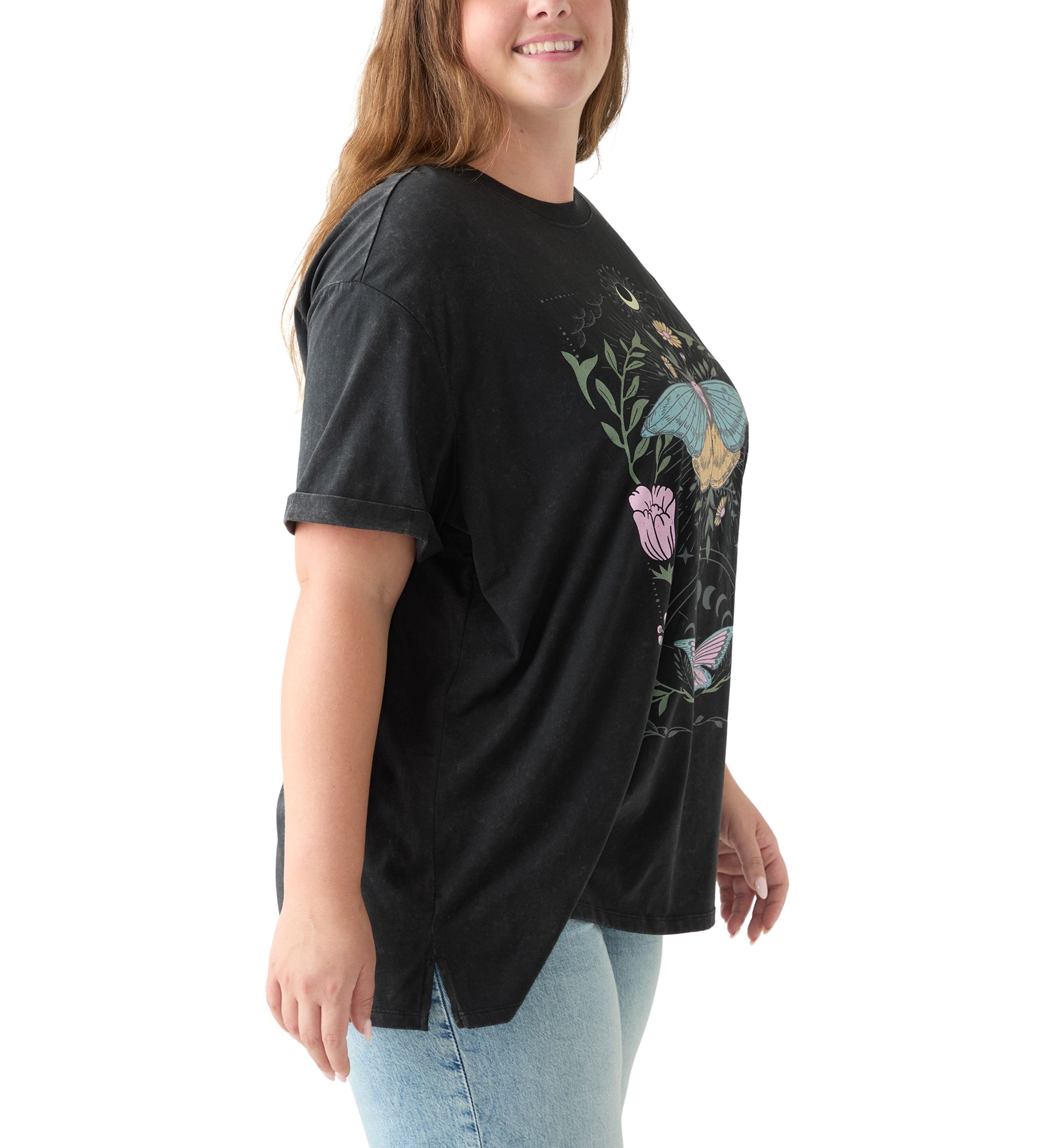 Plus Size Cosmic Butterfly Graphic T-Shirt