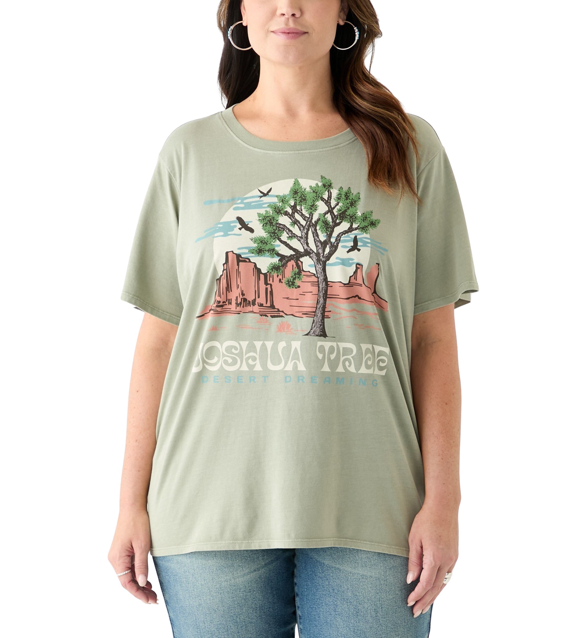 Plus Size Joshua Tree Pigment Dyed Graphic T-Shirt 