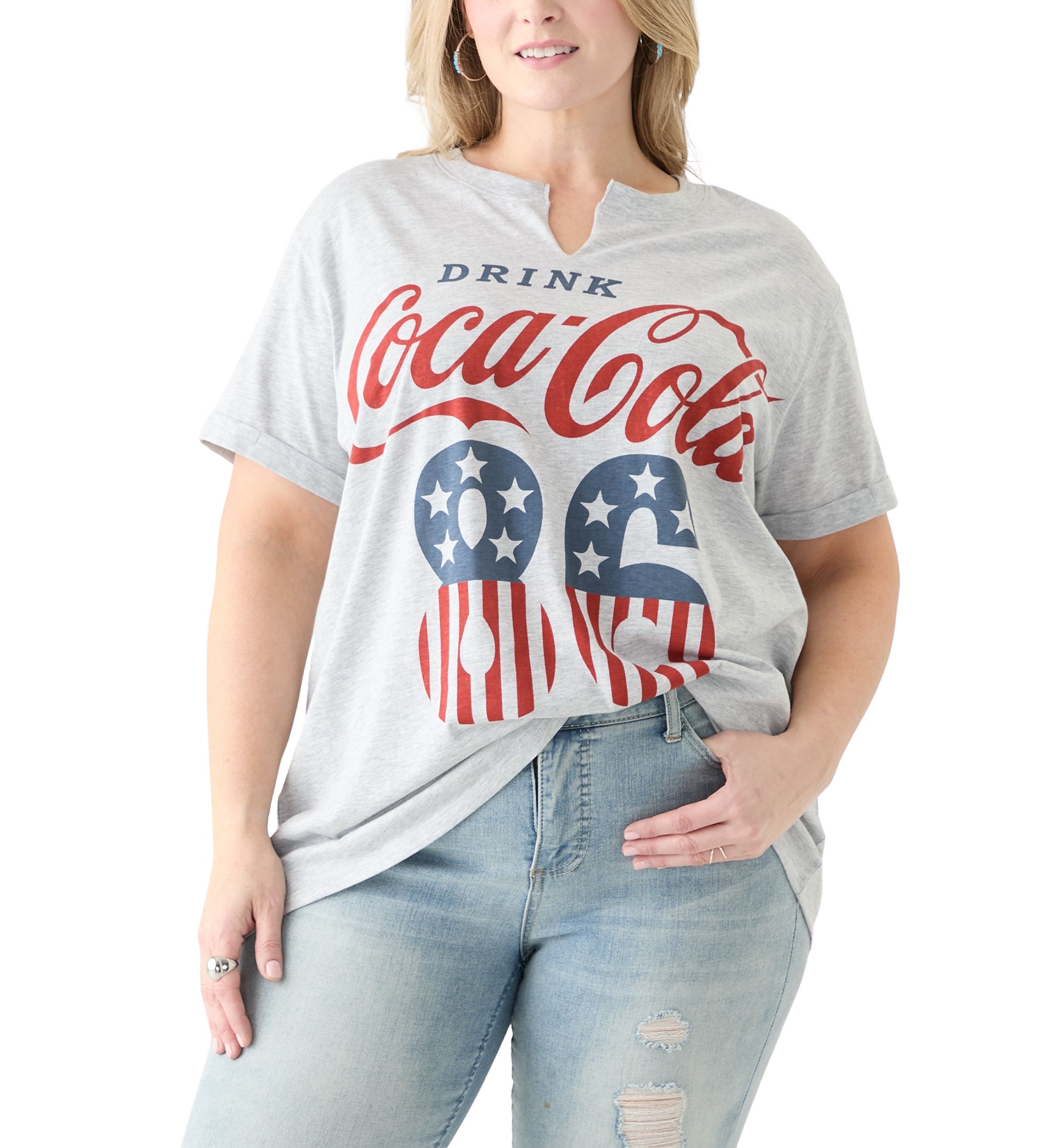 Plus Size Americana Drink Coca-Cola Graphic T-Shirt 
