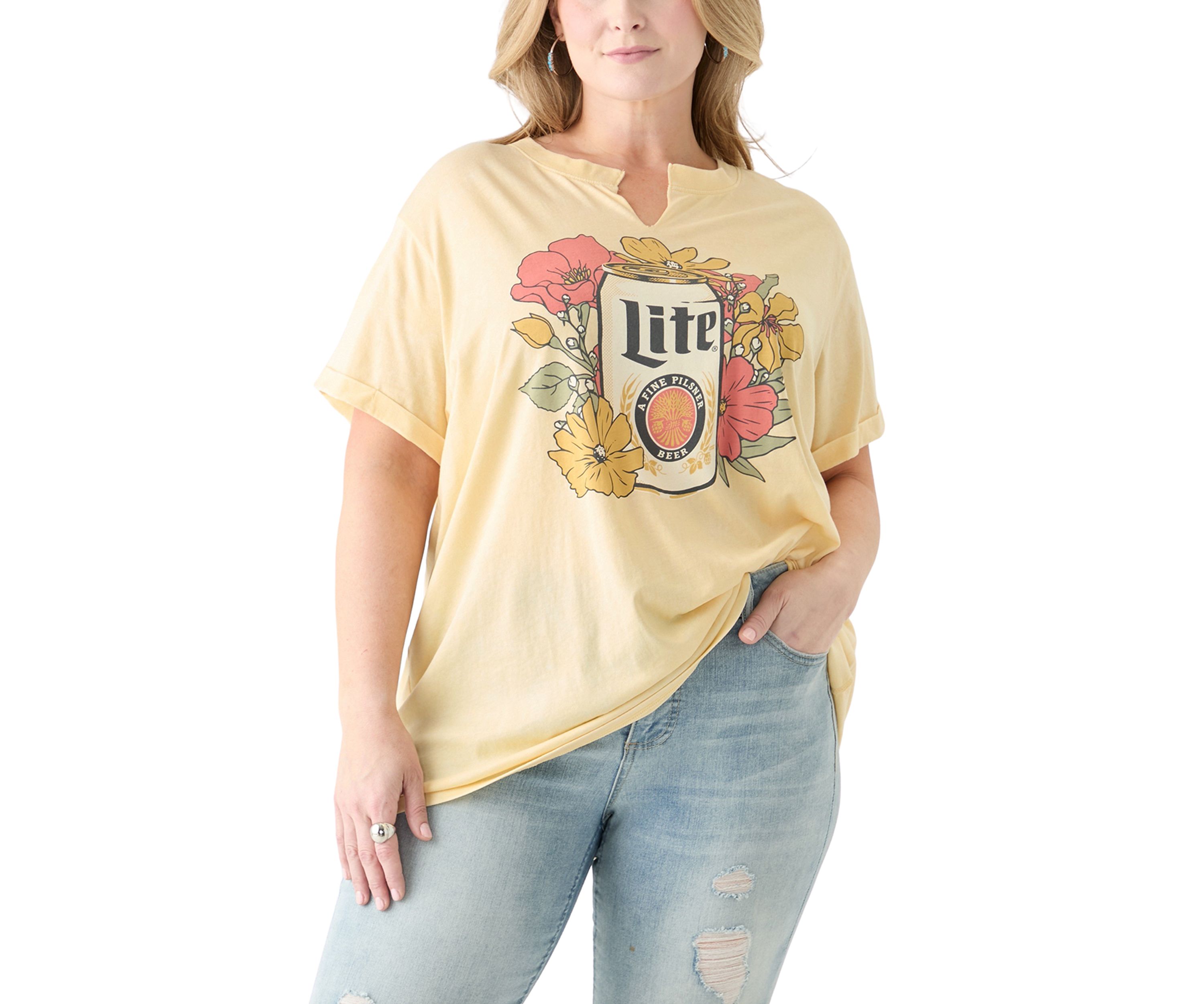 Plus Size Floral Pilsner Mineral Wash T-Shirt 