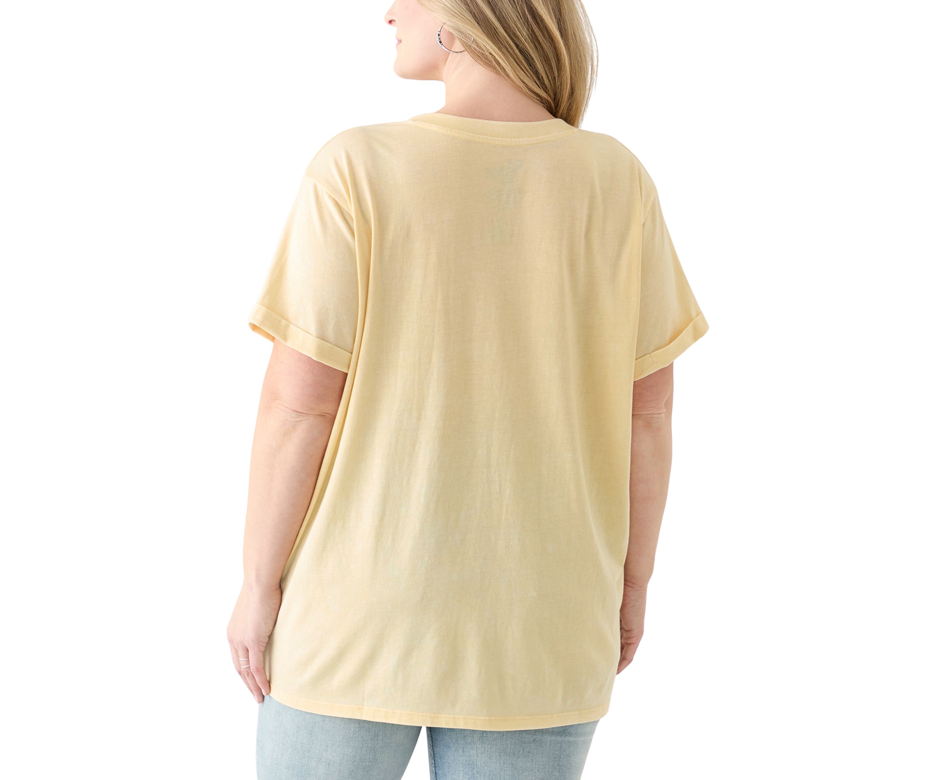 Plus Size Floral Pilsner Mineral Wash T-Shirt 