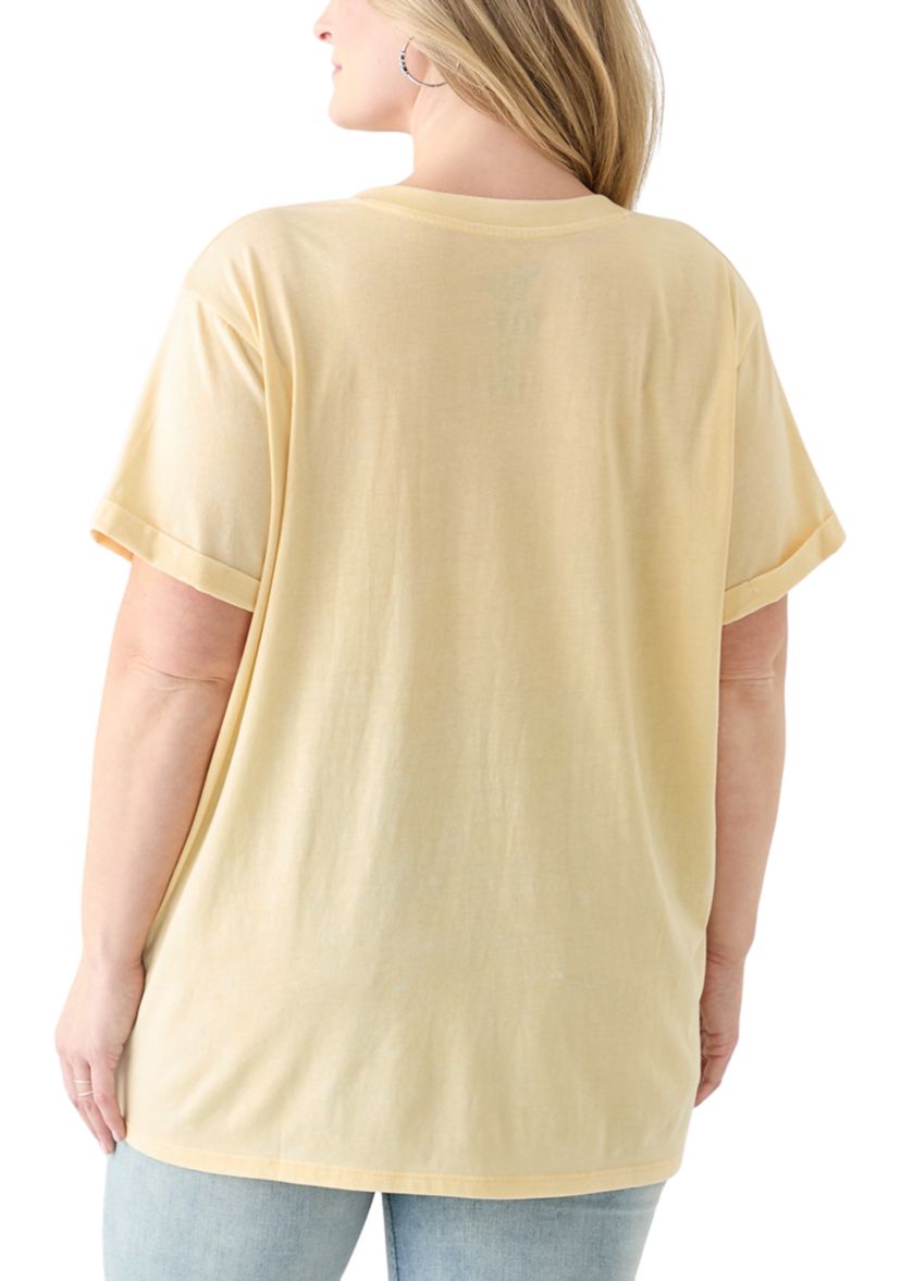 Plus Size Floral Pilsner Mineral Wash T-Shirt 