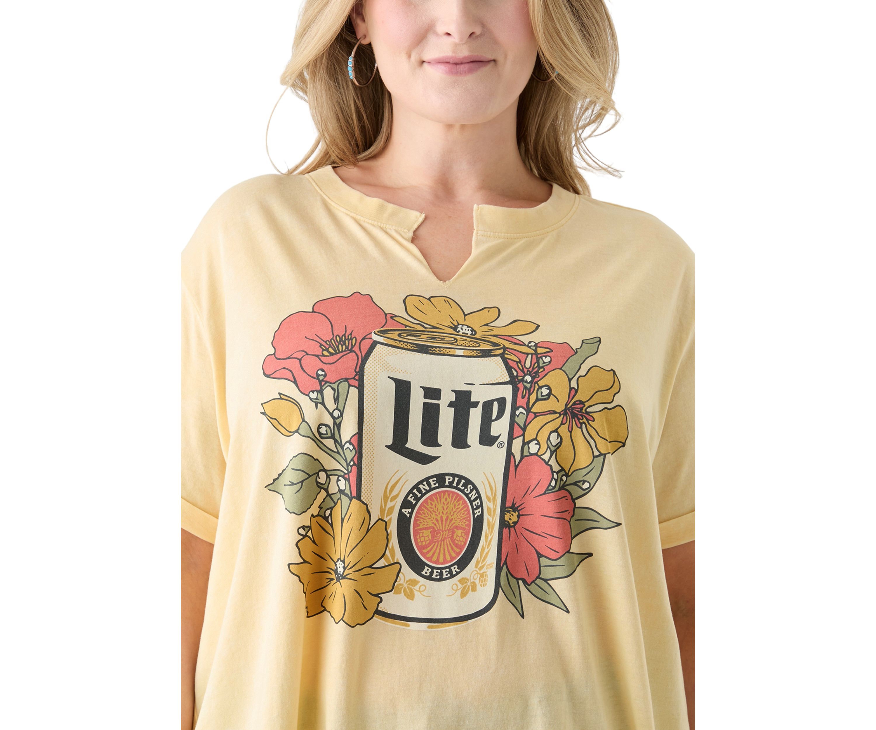 Plus Size Floral Pilsner Mineral Wash T-Shirt 