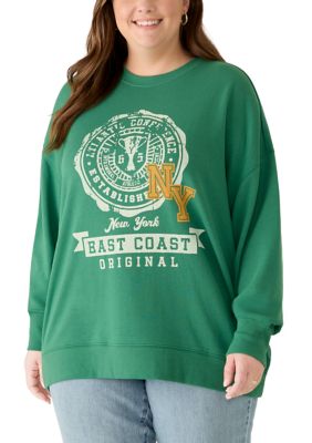 Hybrid Promotions Women's Plus Size Long Sleeve East Coast Graphic Sweatshirt, 4X