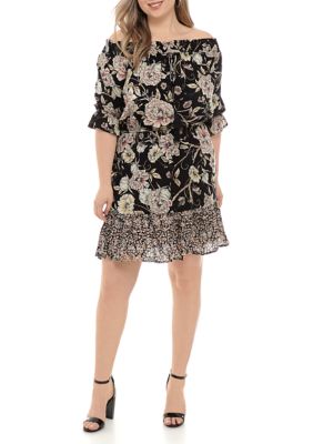 Wonderly Plus Size Off the Shoulder Printed Dress | belk