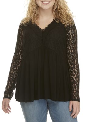 Wonderly Plus Size Lace V-Neck Tunic | belk