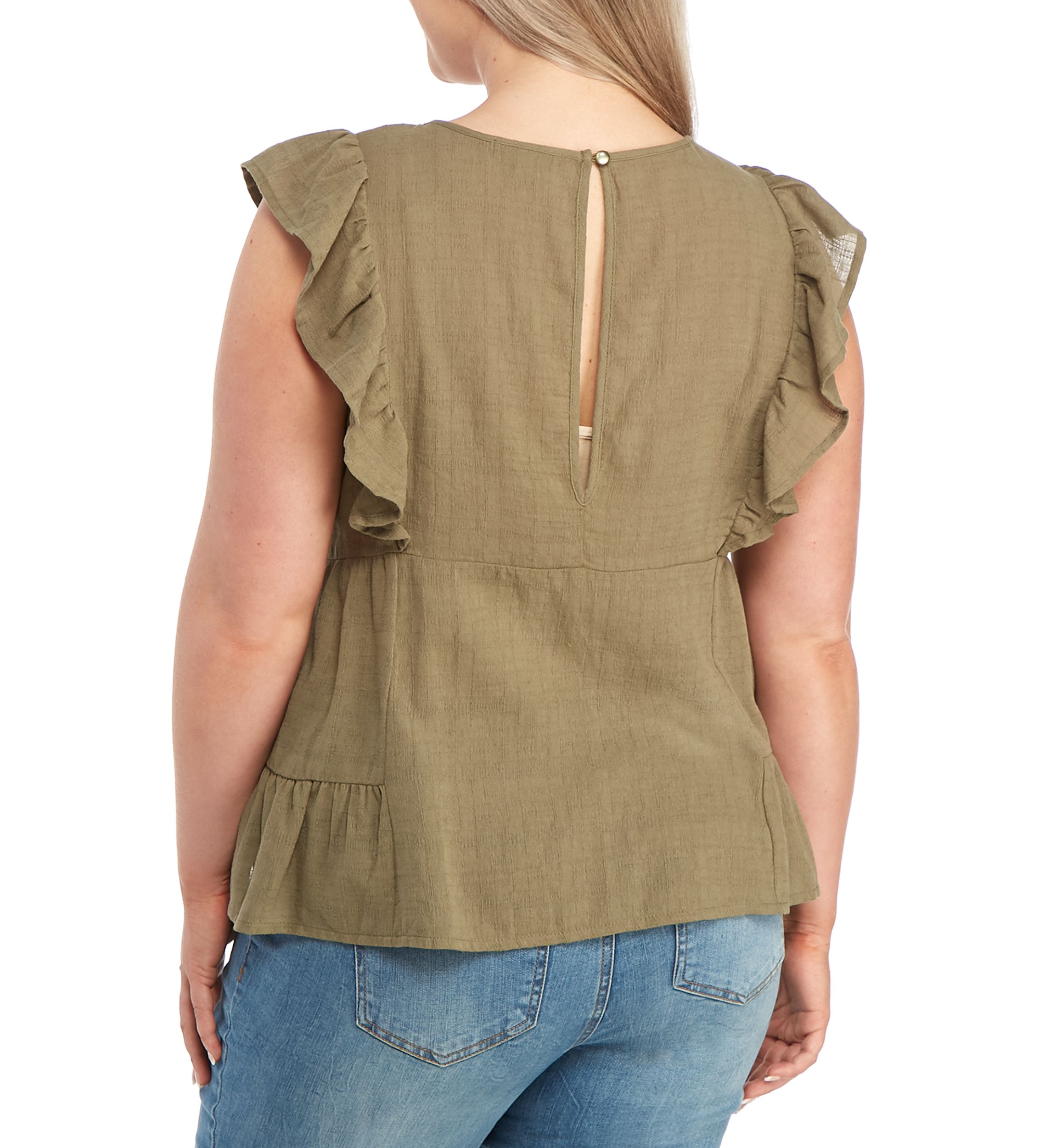 Plus Size Baby Doll Crochet Trim Top