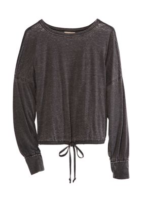 Plus Size - Super Soft Slub V-Neck Quarter Sleeve Varsity Tee