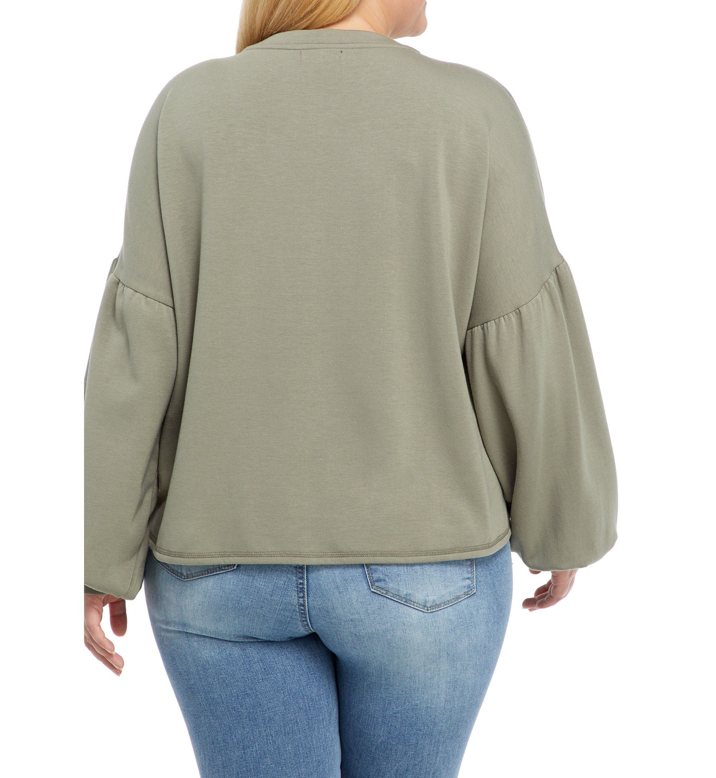 Plus Size Drop Shoulder Puff Sleeve Top